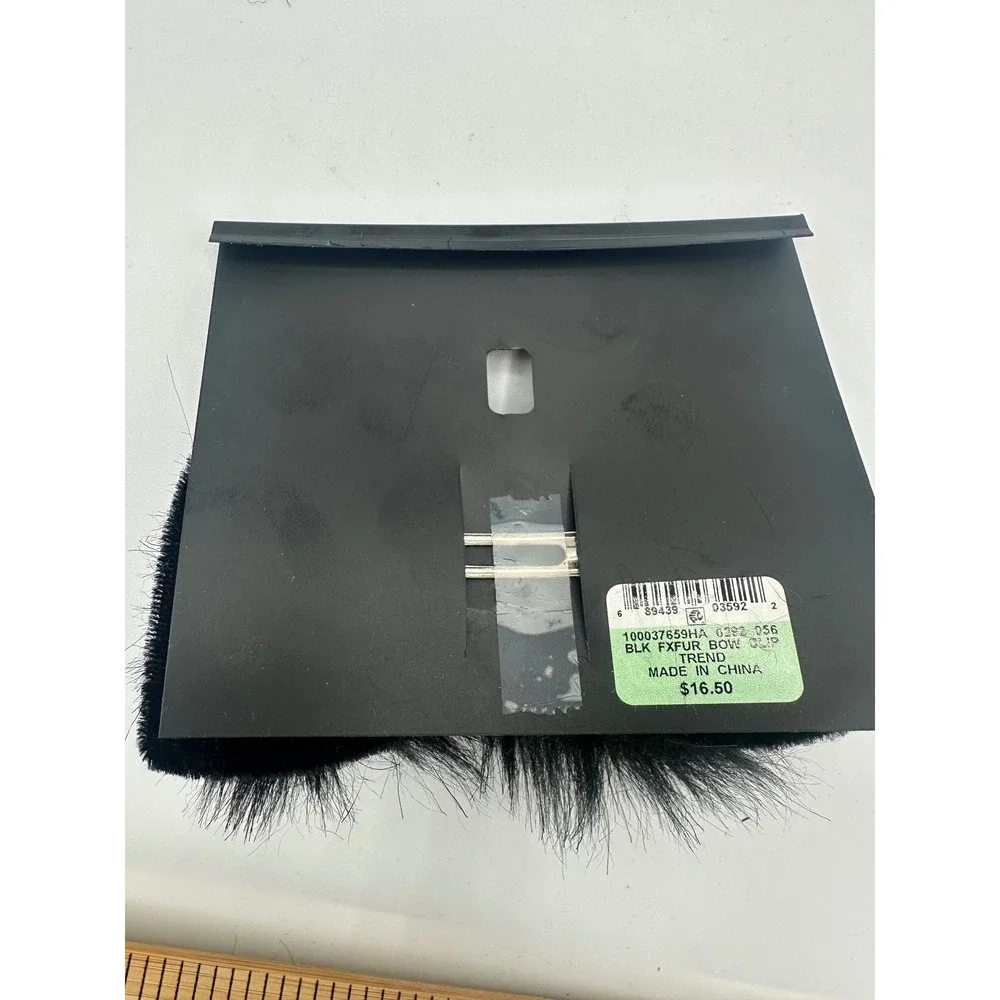 INC Faux Fur Bow Barrette Womens OS Black Shaggy Hair Clip Accessory
